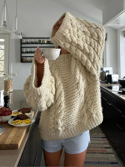 Marguerite - Elegantes Oversize-Strickkleid mit langen, weiten Ärmeln für den Frühling und Herbst für Frauen