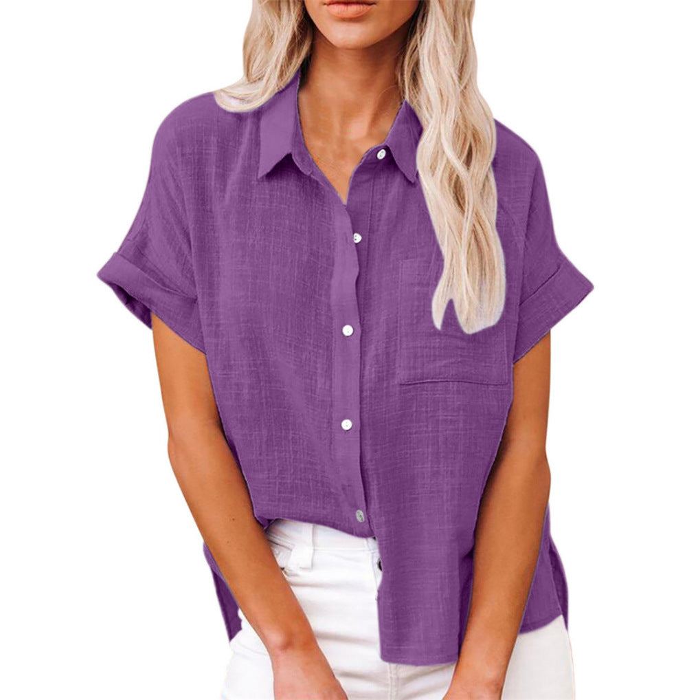 Lässige Kurzarm Hemdbluse für Damen – Luftiges Freizeitshirt leicht & vielseitig
