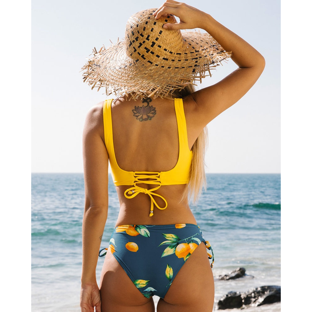 Bikini Set mit Wickel-Top & Schnür-Rücken – verstellbar & figurformend für Damen