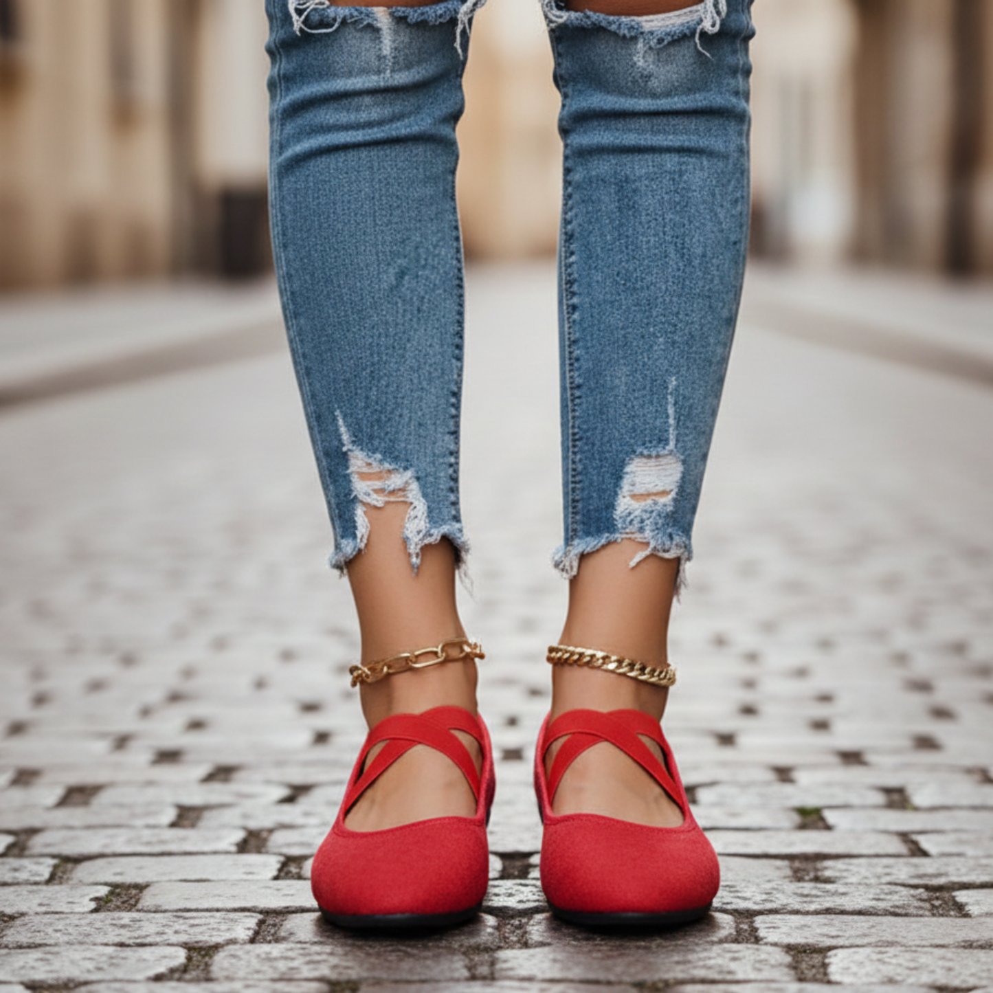 Renée - Orthopädische Schuhe mit Keilsohle für Damen mit Überkreuzten Elastikriemen