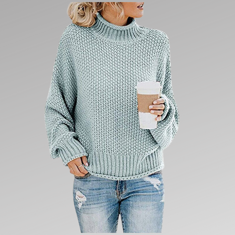Emma - Weicher, Grobstrick-Pullover mit weitem Rollkragen für den Frühling