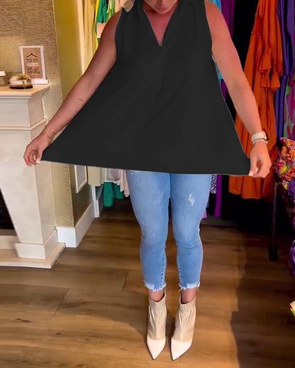 Lyséa - Ärmellose Lange Bluse, Leicht und Elegant für Frühling und Sommer, für Damen