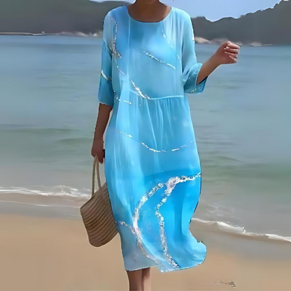 Briselle - Elegantes und Leichtes Maxikleid mit Floralprint und Halbarmen