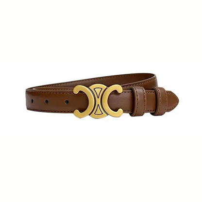 Héloïse - Schwarzer Leder-Gürtel mit Goldener Schnalle | Eleganz und Vielseitigkeit für Alle Anlässe