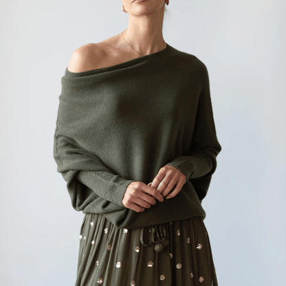 Rosalie - Luxuriöser Oversized-Pullover aus Kaschmir mit Freiliegenden Schultern für den Frühling