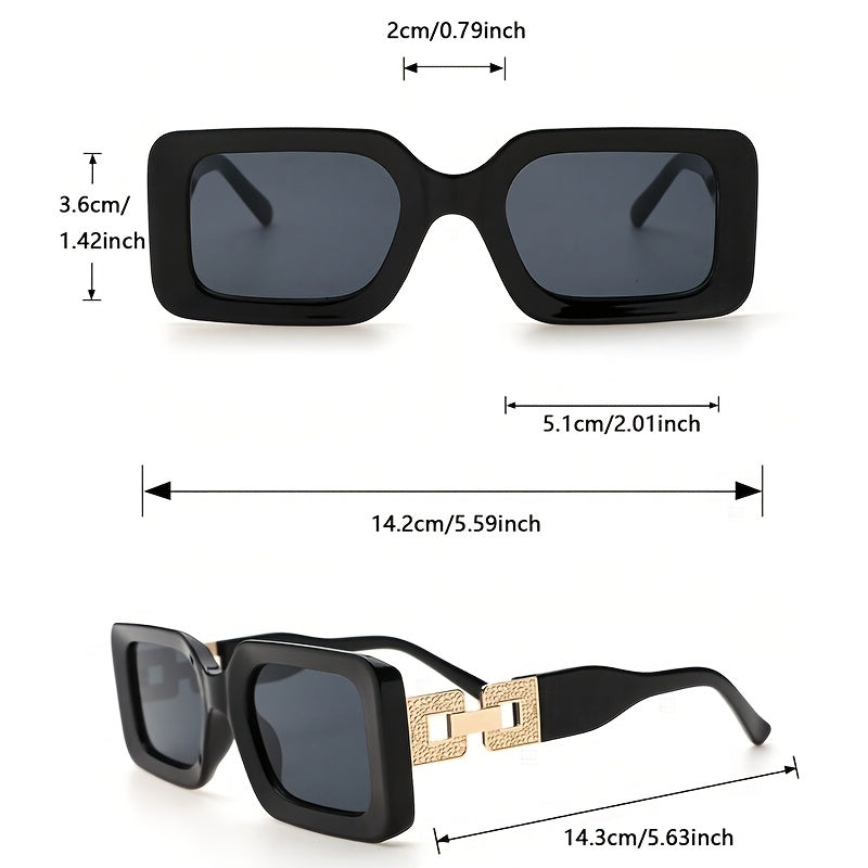 Luxuriöse Rechteck Sonnenbrille für Damen mit Gold-Detail – UV400 Schutz & Eleganter Retro Style