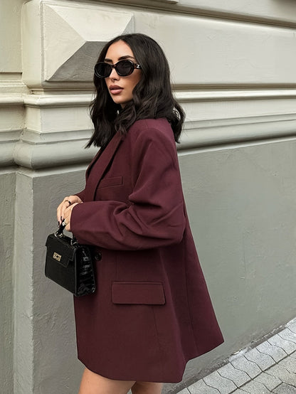 Iréva - Oversize Blazer Klassisch Bordeaux für Frauen – Übergangsjacke