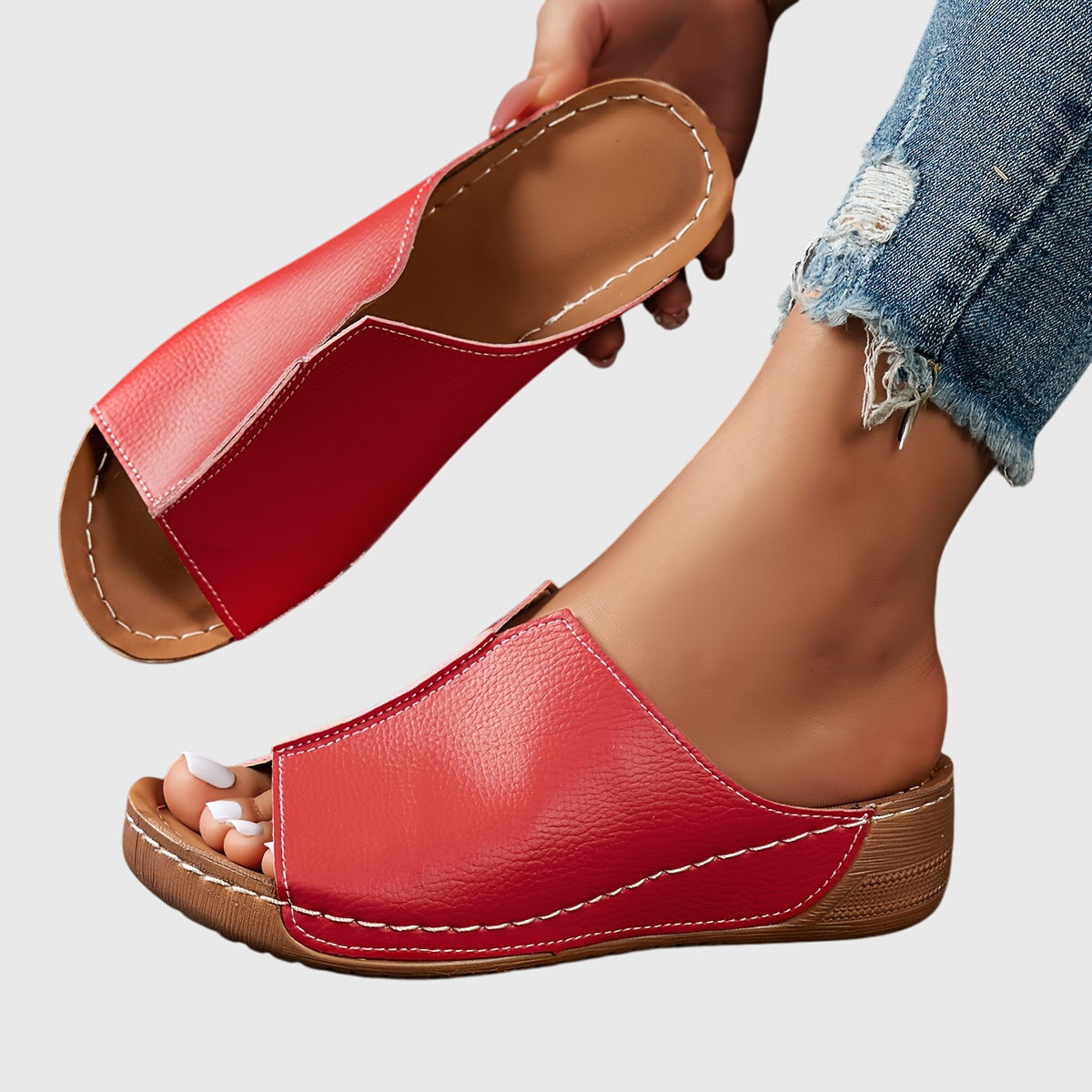 Bequeme Damen Pantoletten mit Keilsohle – Leichte Sommer-Slipper für Alltag & Komfort