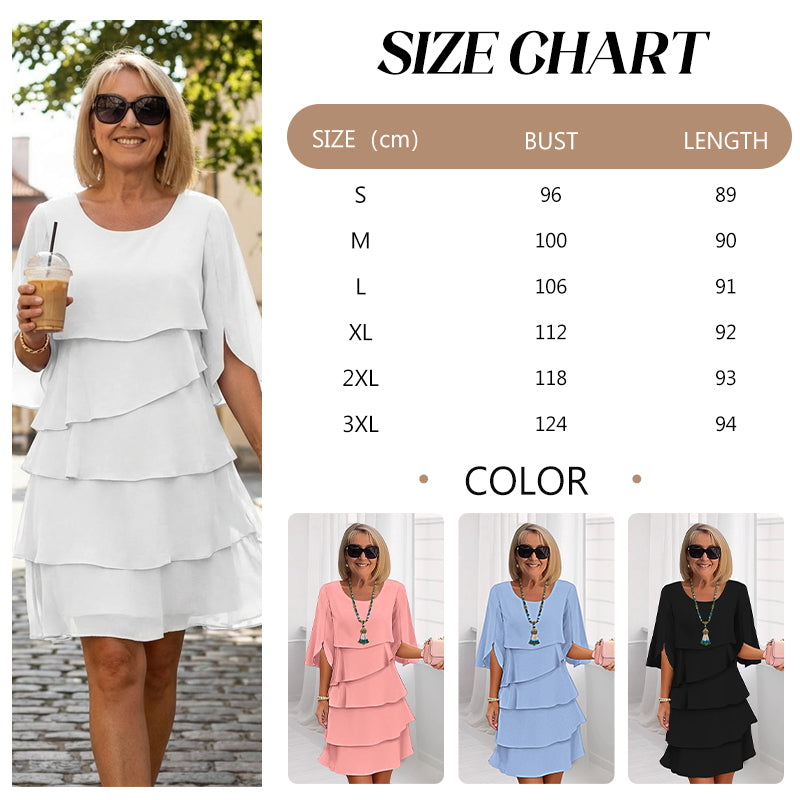 Elegantes Layered Rüschenkleid mit Flatterärmeln für Damen – Luftiges Sommerkleid mit lockerem Schnitt