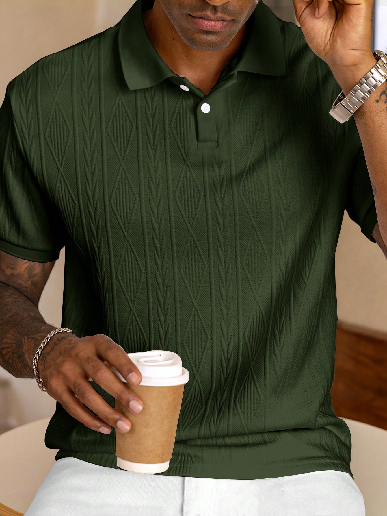 Strukturiertes Polo-Shirt für Herren – Elegantes Kurzarmshirt atmungsaktiv & stilvoll