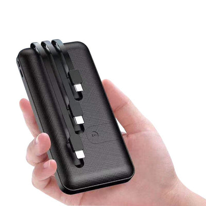 ElectraMax - Powerbank 30 000 mAh – Schnellladung – Hohe Kapazität – 4 USB – Externe Batterie mit integrierten Kabeln und Anzeige – Für iPhone und Xiaomi
