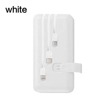 ElectraMax - Powerbank 30 000 mAh – Schnellladung – Hohe Kapazität – 4 USB – Externe Batterie mit integrierten Kabeln und Anzeige – Für iPhone und Xiaomi
