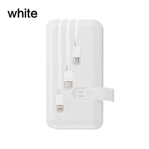 ElectraMax - Powerbank 30 000 mAh – Schnellladung – Hohe Kapazität – 4 USB – Externe Batterie mit integrierten Kabeln und Anzeige – Für iPhone und Xiaomi