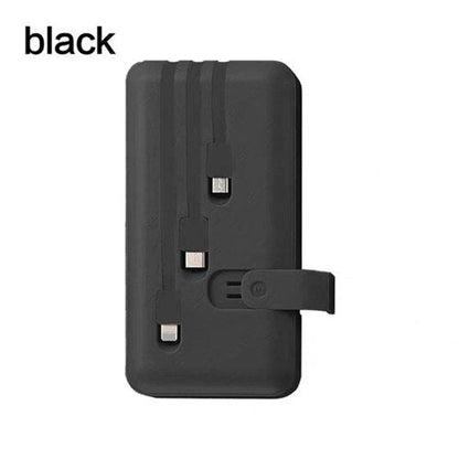 ElectraMax - Powerbank 30 000 mAh – Schnellladung – Hohe Kapazität – 4 USB – Externe Batterie mit integrierten Kabeln und Anzeige – Für iPhone und Xiaomi