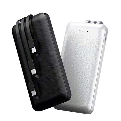 ElectraMax - Powerbank 30 000 mAh – Schnellladung – Hohe Kapazität – 4 USB – Externe Batterie mit integrierten Kabeln und Anzeige – Für iPhone und Xiaomi