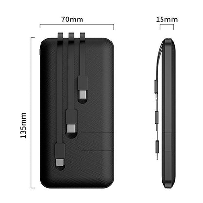 ElectraMax - Powerbank 30 000 mAh – Schnellladung – Hohe Kapazität – 4 USB – Externe Batterie mit integrierten Kabeln und Anzeige – Für iPhone und Xiaomi