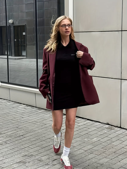 Iréva - Oversize Blazer Klassisch Bordeaux für Frauen – Übergangsjacke