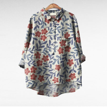 Liorine - Klassische Bluse mit leichtem Blumenmuster für Frühling und Sommer für Damen