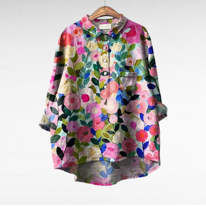 Liorine - Klassische Bluse mit leichtem Blumenmuster für Frühling und Sommer für Damen