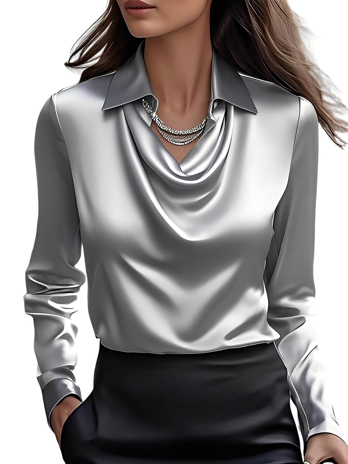 Évanthie - Elegante Damenbluse aus Seide mit langen Ärmeln