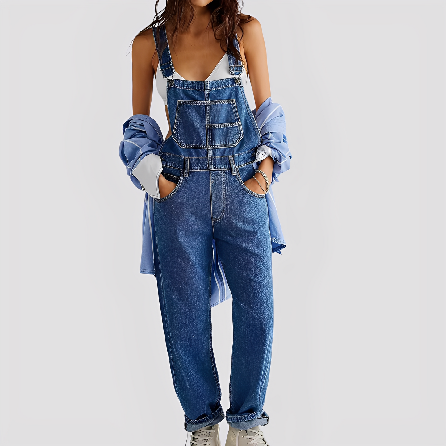 Koralie - Klassische und Weite Jeanssalopette für Frauen