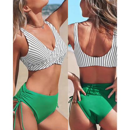 Bikini Set mit Wickel-Top & Schnür-Rücken – verstellbar & figurformend für Damen