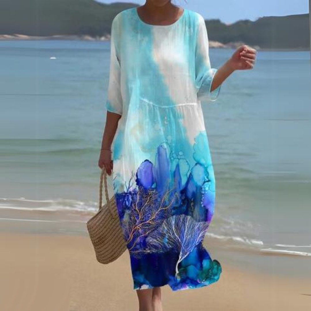 Briselle - Elegantes und Leichtes Maxikleid mit Floralprint und Halbarmen