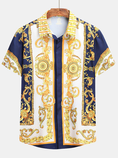Stylisches Sommer Set mit Barock-Print – Kurzarm Hemd & Shorts für Herren