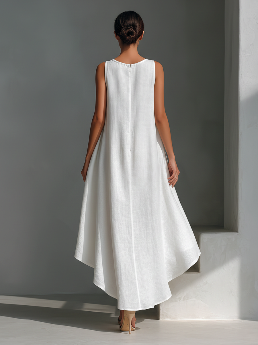 Ärmelloses Maxi Kleid für Damen – Luftiges High-Low Sommerkleid mit elegantem Fall