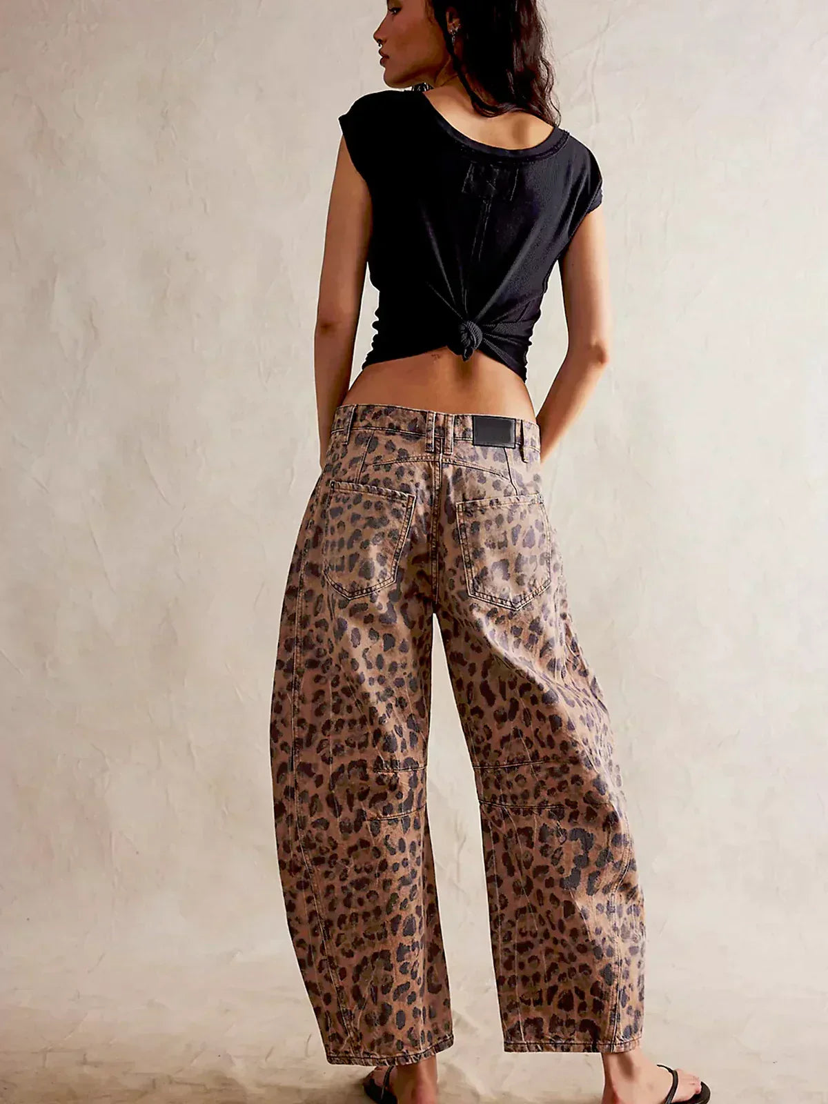 Trendige Print Jeans für Damen – Weite Baggy Denim Hose mit High Waist