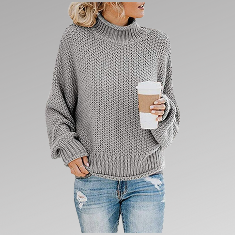 Emma - Weicher, Grobstrick-Pullover mit weitem Rollkragen für den Frühling