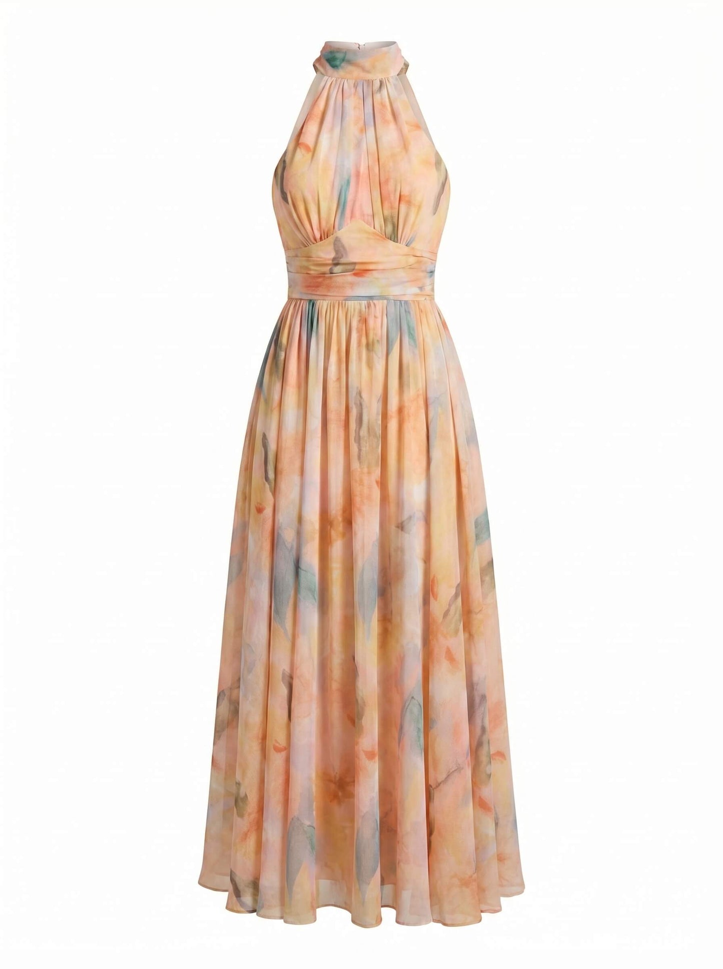 Elegantes Maxikleid für Damen – Luftiges Sommerkleid mit Halterneck & fließendem Fall
