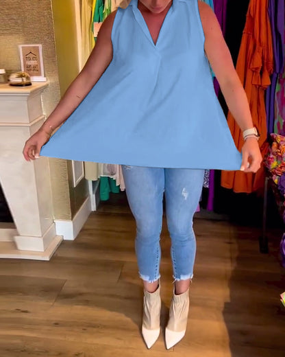 Lyséa - Ärmellose Lange Bluse, Leicht und Elegant für Frühling und Sommer, für Damen