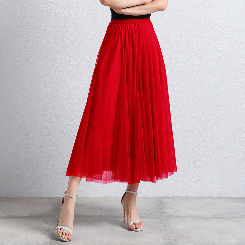 Eleganter Damen Tüllrock Midi – Hochtaillierter Plissee Rock für Stilvolle Looks