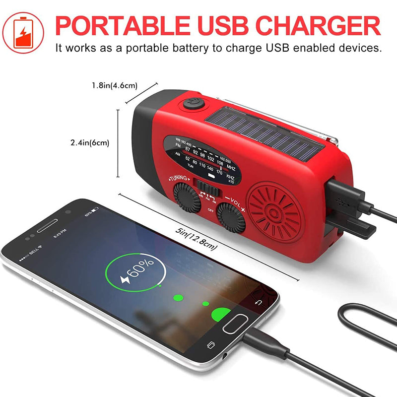 Vivacis - Notfallradio mit Selbstversorgung – Kurbel, Solar, Taschenlampe & Powerbank – FM/AM Radio, Unentbehrlich für Katastrophen und Notfälle