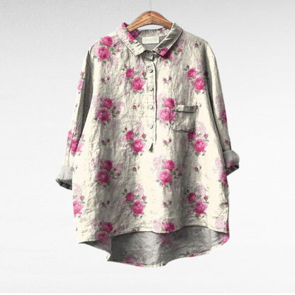 Liorine - Klassische Bluse mit leichtem Blumenmuster für Frühling und Sommer für Damen