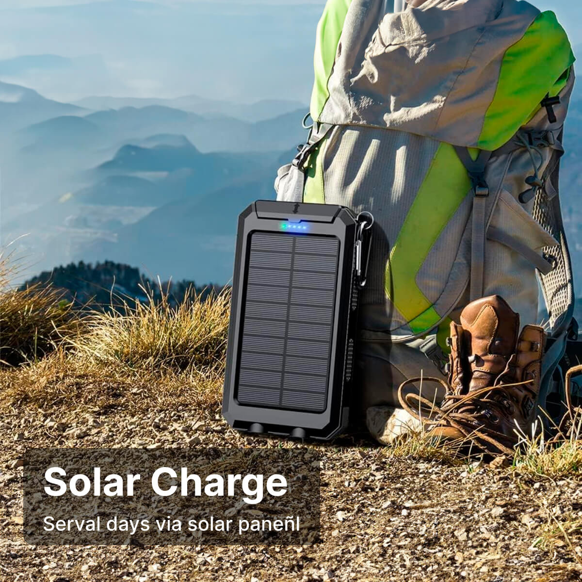 Voltisola - Externe Solar-Batterie 20.000 mAh, Wasserdicht – Tragbare Powerbank