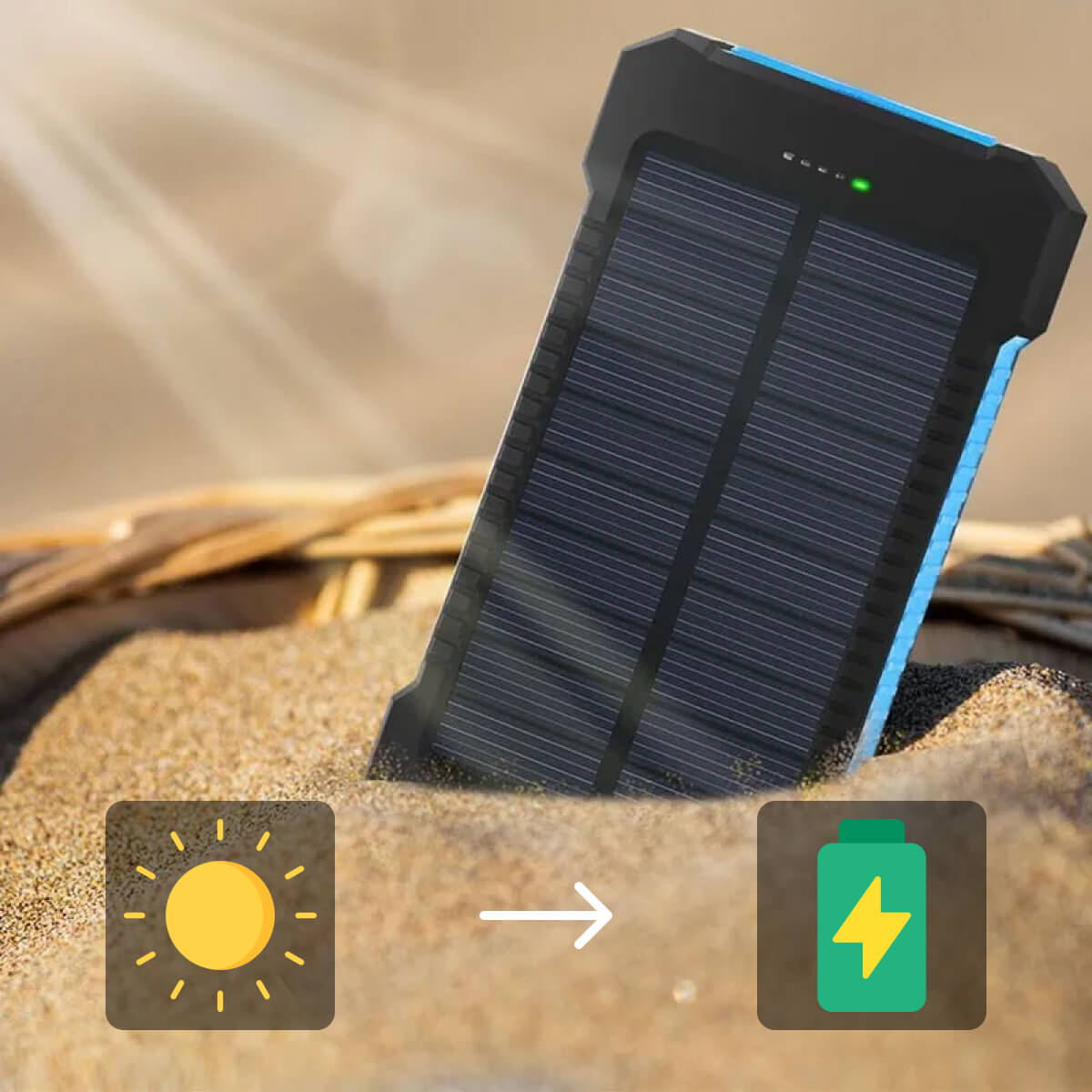 Voltisola - Externe Solar-Batterie 20.000 mAh, Wasserdicht – Tragbare Powerbank