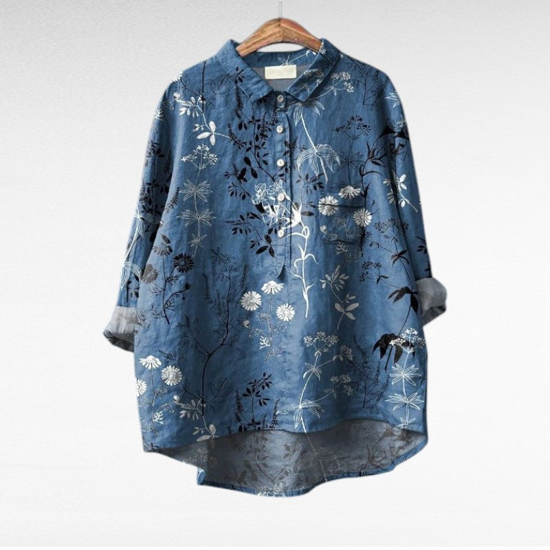 Liorine - Klassische Bluse mit leichtem Blumenmuster für Frühling und Sommer für Damen