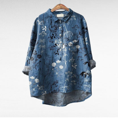 Liorine - Klassische Bluse mit leichtem Blumenmuster für Frühling und Sommer für Damen