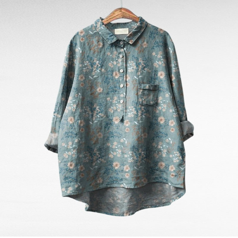 Liorine - Klassische Bluse mit leichtem Blumenmuster für Frühling und Sommer für Damen