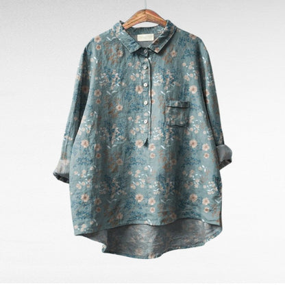 Liorine - Klassische Bluse mit leichtem Blumenmuster für Frühling und Sommer für Damen