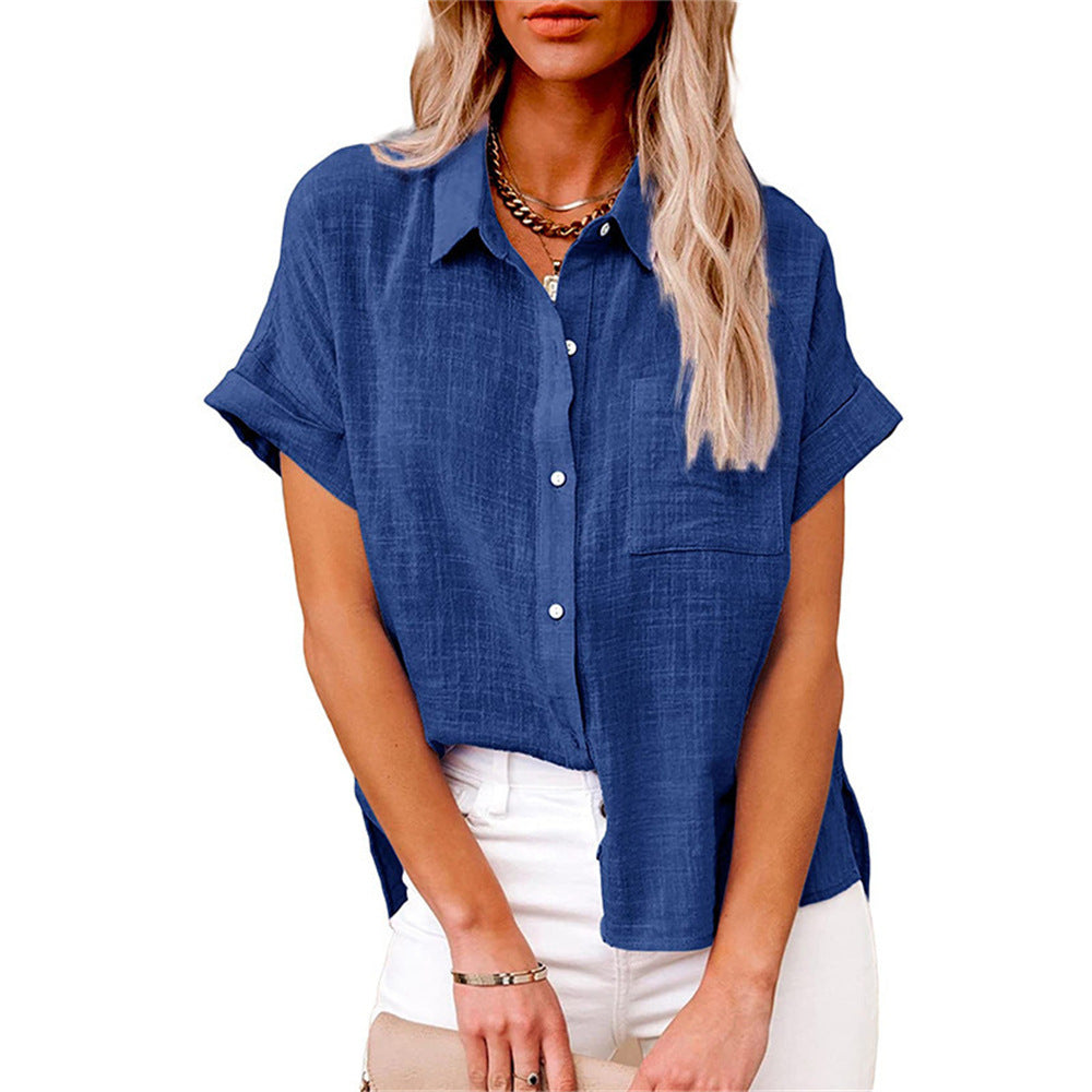 Lässige Kurzarm Hemdbluse für Damen – Luftiges Freizeitshirt leicht & vielseitig
