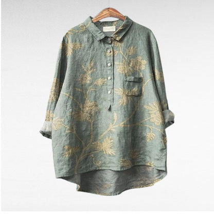 Liorine - Klassische Bluse mit leichtem Blumenmuster für Frühling und Sommer für Damen