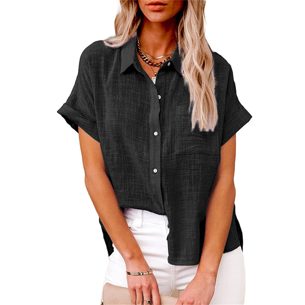 Lässige Kurzarm Hemdbluse für Damen – Luftiges Freizeitshirt leicht & vielseitig