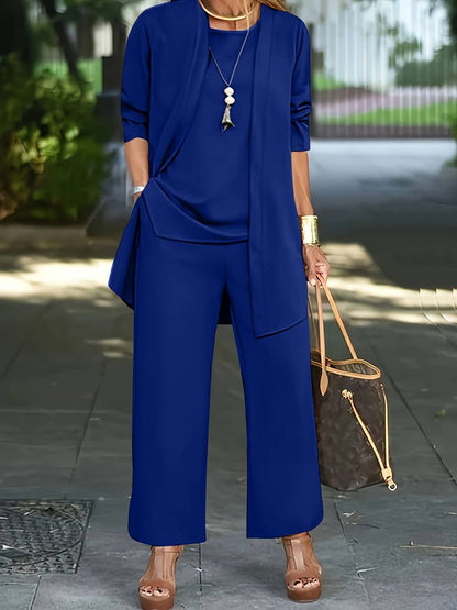 Mathilde - Lässiges Drei-Teile-Set für Frauen: Top, Weste und Hose