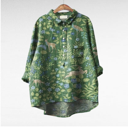 Liorine - Klassische Bluse mit leichtem Blumenmuster für Frühling und Sommer für Damen