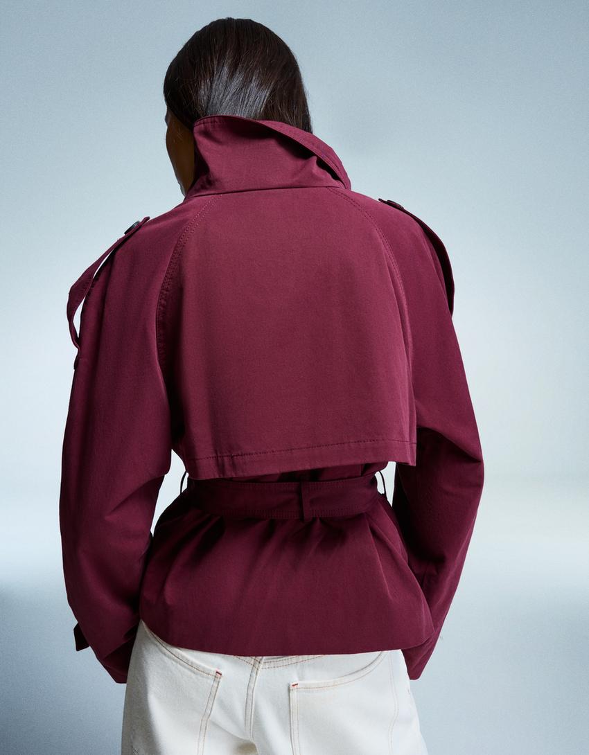 Elvire - Modischer Kurzer Frühlings-Trenchcoat für Frauen, Mit Knöpfen und Taillengürtel