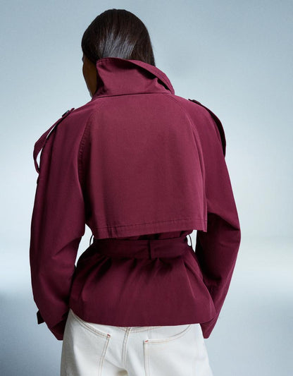 Elvire - Modischer Kurzer Frühlings-Trenchcoat für Frauen, Mit Knöpfen und Taillengürtel