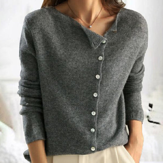 Juliette - Elegantes und Weiches Asymmetrisches Frühlings-Cachemire-Gilet mit Knöpfen